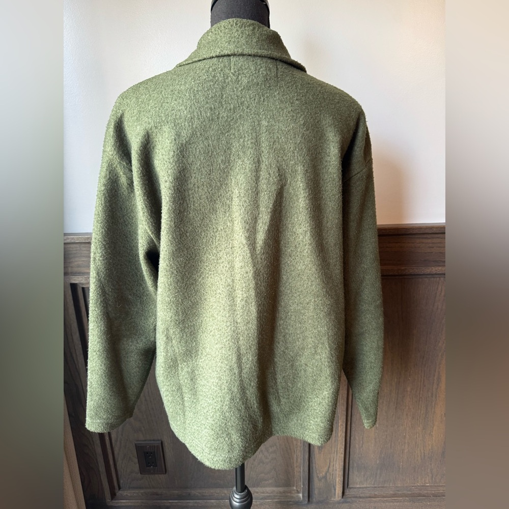 One Step Up performance soft button up fleece Olive Green Jacket medium - Picture 3 of 6
